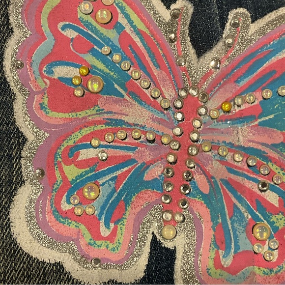 Children’s Place Bootleg Butterfly Jeweled Jeans NWT Size 6 Denim - Picture 3 of 14